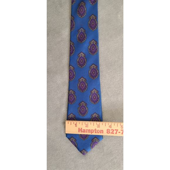 Perry Ellis Portfolio Blue Purple Paisley Neck Tie Made in USA - Picture 3 of 3